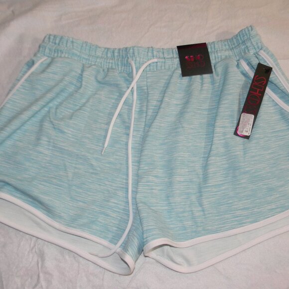 Shosho Blue Space Dye Athletic Shorts Sz L Drawstring Pockets Running Track NWT - Picture 2 of 7